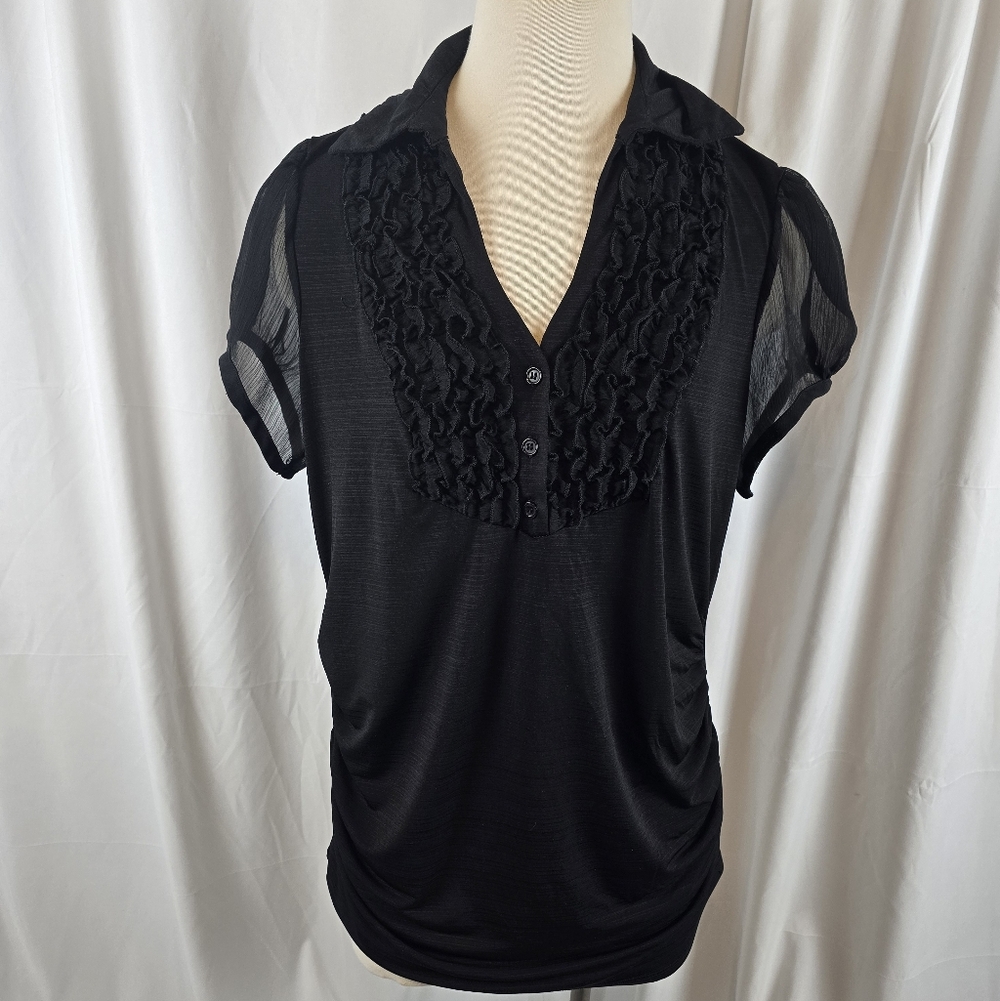 Heart Soul Black Ruffled Blouse – Women's 1X